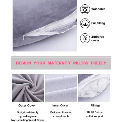  [아마존베스트]60in Awesling Full Body Pillow | Nursing, Maternity and Pregnancy Body Pillow | Extra Large U Shape Pillow and Lounger with Detachable Side, Separate Support Pillow and Removable C