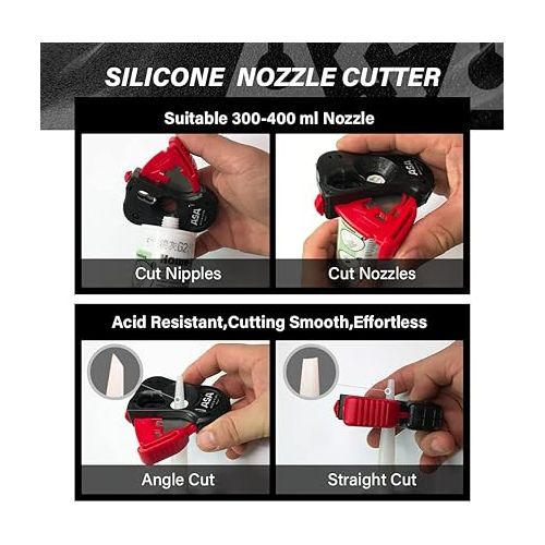  Stainless Blade ASA TOOLS S085 Silicone Cartridge Tip Cutter Nozzle Safe Sealant Nozzle Cutter,Silicone Caulking Tool Tube Snips,Caulk Opener,Strong Acid-Resistant utility knife