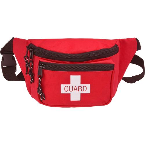  ASA TECHMED Lifeguard Fanny Pack With Whistle Lanyard - Baywatch Style First Aid Hip Pack w/ Adjustable Strap, Cross Logo + Zipper Pouch, Emergency Equipment Set