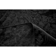 ASD Living Damask Fleur De Lis Round Table Cloth, 120-Inch, Black