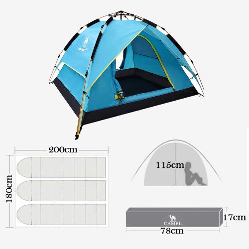  ASDAD Camping Tent,Automatic Pop-up Tent For3-4 Person Double Layer Waterproof Anti-Uv 4 Season Easy to Set Up for Festival/Family/Beach/Holiday/Travel/Hiking/Camping