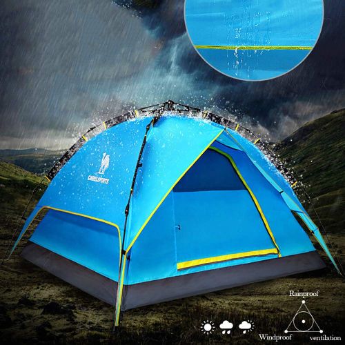  ASDAD Camping Tent,Automatic Pop-up Tent For3-4 Person Double Layer Waterproof Anti-Uv 4 Season Easy to Set Up for Festival/Family/Beach/Holiday/Travel/Hiking/Camping