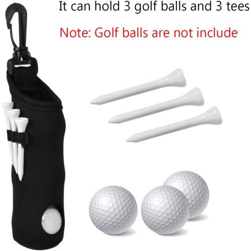  ASENVER 2 Pack Golf Ball Carry Bag Golf Tee Holder Pouch with Light Weight Hook Portable Golf Ball Storage Bag for 3 Golf Ball 3 Tees