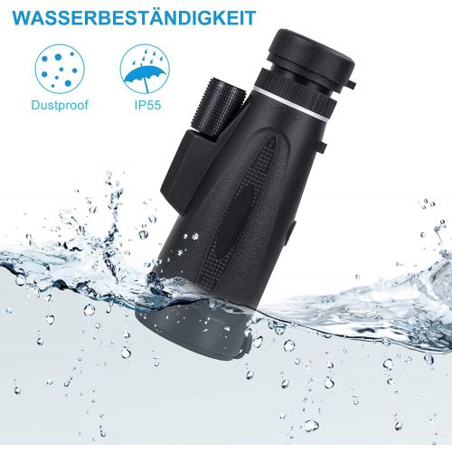  [아마존베스트]ASFSKY Monocular Telescope 12 x 60 with Universal Compass and Smartphone Holder, 2020 Newest Waterproof Monocular Telescope for Sports, Bird Watching, Hunting, Wildlife etc, Gift, Camping