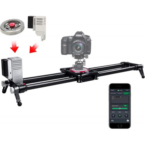  ASHANKS Camera Slider, Motorized Track Dolly APP Control Timelapse Carbon Fiber Rail Stabilizer, for DSLR Camcorder Photo Video Film Photography, Load 44lb/20kg, Android/iOS APP Av