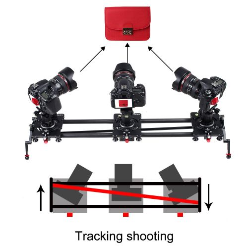  ASHANKS Camera Slider,80CM Carbon Fiber Carbon Fiber Camera Dolly Track Slider Video Stabilizer Rail(Max Load: 8kg18lbs) with Djustable Angle Tube Follow Focus Pan