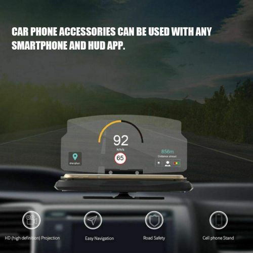  ASHATA Universal Mobile GPS Navigation Bracket HUD Head Up Display Mount for Up to 6.5 inches Smart Phone