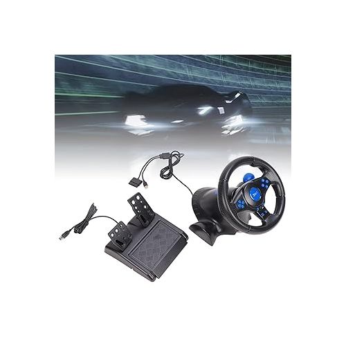  Racing Wheel for PS3, for PS2, PC,Driving Force Racing Wheel and Pedal,USB Powered,3 in 1 Game Racing Wheel,Dual Vibration Effect,180 Degree Rotation