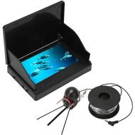 4.3in TN HD Underwater Fishing Camera, Professional Ice Fishing Camera, IP68 Waterproof Fish Finder with 12 Night Vision Lights for Fishing (20m / 21.9yd US Plug)