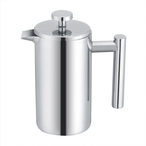  French Press Kaffeebereiter,ASHATA 350ML Kaffeezubereiter Franzoesisch Presse Kaffee/Tee Maker,Doppelwandige Edelstahl Franzoesische Kaffeepresse Teekanne Kaffeekanne mit Filter Silb