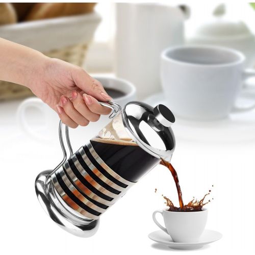  French Press Kaffeebereiter,ASHATA 600ml / 800ml Kaffeezubereiter Franzoesisch Presse Kaffee,Portable Edelstahl Glas French Press Kaffeekanne Kaffeetasse Tea Maker fuer Zuhause/Buero(