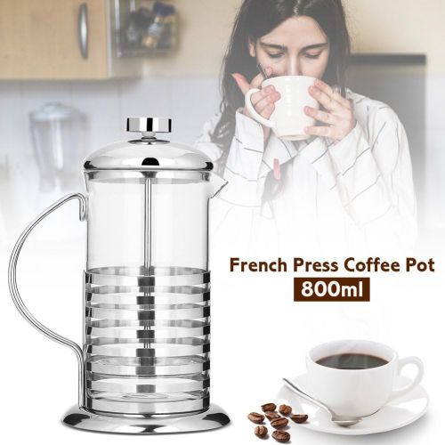  French Press Kaffeebereiter,ASHATA 600ml / 800ml Kaffeezubereiter Franzoesisch Presse Kaffee,Portable Edelstahl Glas French Press Kaffeekanne Kaffeetasse Tea Maker fuer Zuhause/Buero(