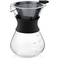 Kaffeebereiter Kaffeekanne,ASHATA 400ML Pour-Over Kaffeezubereiter Manuelle Kaffeebereiter,Pour Over Kaffeemaschine Glas Kaffeekanne mit Edelstahlfilter fuer Aufbruehen des Kaffees