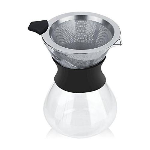  Kaffeebereiter Kaffeekanne,ASHATA 400ML Pour-Over Kaffeezubereiter Manuelle Kaffeebereiter,Pour Over Kaffeemaschine Glas Kaffeekanne mit Edelstahlfilter fuer Aufbruehen des Kaffees