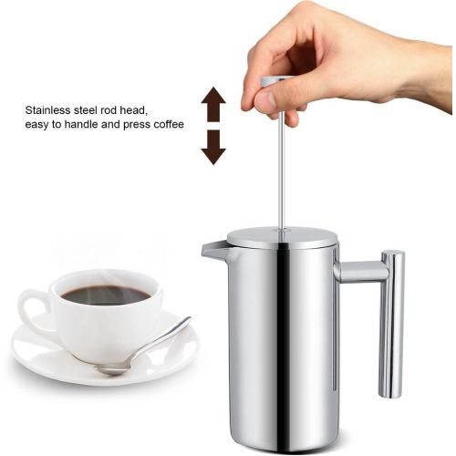  ASHATA French Coffee Press,Stainless Steel 350ML French Press Coffee Maker,Double Wall French Press Set, Espresso Coffee or Tea Maker, Teapot with Precision Filter