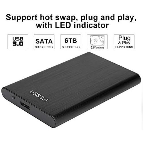  ASHATA 2.5-Inch SATA to USB 3.0 Hard Drive Disk External Enclosure, Laptop Hard Disk Case, SSD Enclosure, with LED Indicator, Support 2TB SATA HDD SSD(Black)