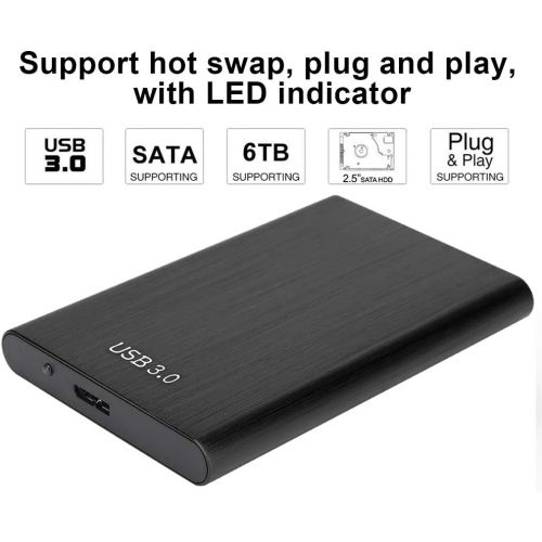  ASHATA 2.5-Inch SATA to USB 3.0 Hard Drive Disk External Enclosure, Laptop Hard Disk Case, SSD Enclosure, with LED Indicator, Support 2TB SATA HDD SSD(Black)