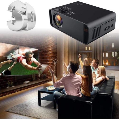  ASHATA W80 Portable HD Bluetooth WiFi LED Projector 720P Support (HDMI USB VGA/Headphone AV KTV Audio) Home Theater Projector for Android 110-240V Black(US)