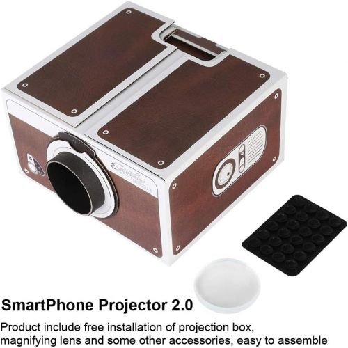  ASHATA Second-Generation Mini Projector Proyector Movil DIY Home Portable Smart Mobile Phone Projector for Home Cinema - Brown