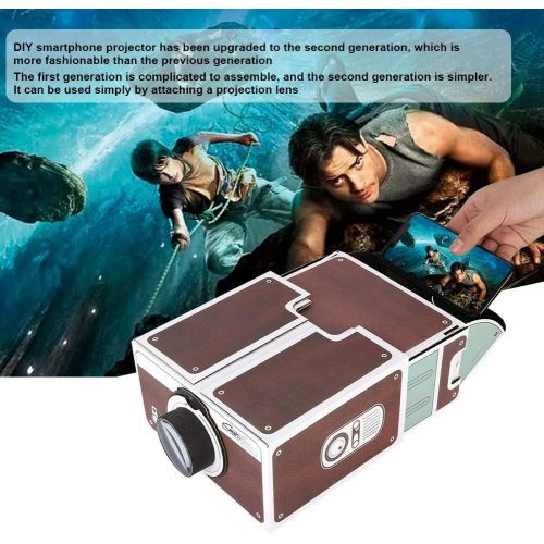  ASHATA Second-Generation Mini Projector Proyector Movil DIY Home Portable Smart Mobile Phone Projector for Home Cinema - Brown