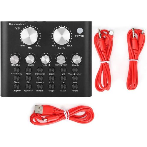  [아마존베스트]ASHATA Live Sound Card Bluetooth Multifunctional Portable Audio Mixer Sound Card Voice Change Volume Adjustable with Support for Multiple Electroacoustic/Sound Effects Mobile Phone