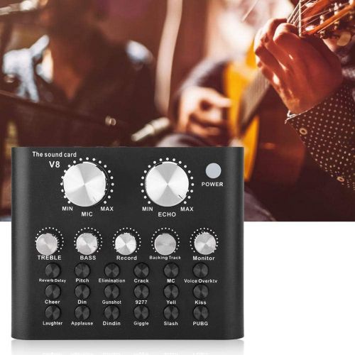  [아마존베스트]ASHATA Live Sound Card Bluetooth Multifunctional Portable Audio Mixer Sound Card Voice Change Volume Adjustable with Support for Multiple Electroacoustic/Sound Effects Mobile Phone