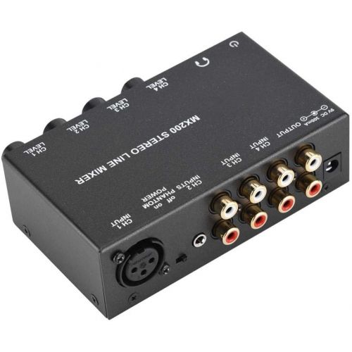  [아마존베스트]ASHATA 4-Channel DJ Mixer Mixer, High Gain Mini Karaoke Mixer 4-Channel Line Mixer 3RCA Input + 1RCA Output, Portable Noise Cancelling Stereo Sound Mixer DJ Mixer for TV/Phone/MP3/