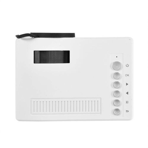  ASHATA Mini Projector, Portable LED Projector 1080P HD HDMI Media Player Home Theater with Cooling Fan US Plug for Family, Outdoor, Travel and Camping(White)