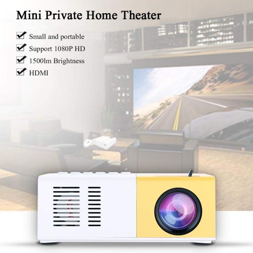  ASHATA Portable LED Projector,Home Cinema Projector Support 1080P HD Displaying,Mini Stylish HD Projector Support HDMI, AV, VGA, USB, Micro SD Input and 3.5mm Earphone Port(White +