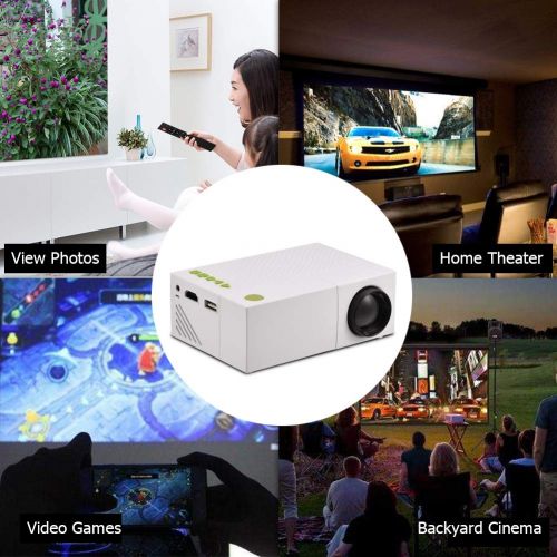  Mini Projector, ASHATA Portable Home Theater HD Projector, Multimedia Support Full HD 1080P Video Projector Support HDMI USB AV SD, for Video Movie Game Home Entertainment etc,US P