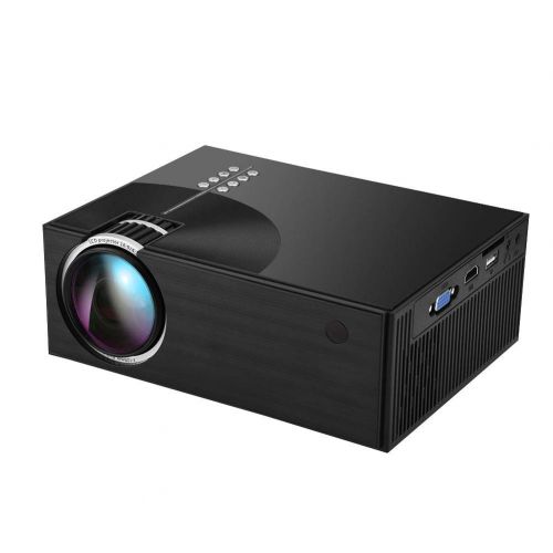  ASHATA Home LED Portable Projector, 1200:1 Realistic Colors Full HD Mini Video Projector Support 1080P HDMI, VGA, AV, SD, USB for Home Cinema, TVs, Laptops, Games, iPhone Android S