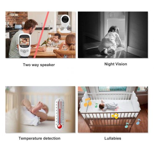 ASHATA Baby Monitor, 2.4GHz Wireless Digital Color LCD Baby Monitor Camera with Night Vision Audio Video(100-240V)