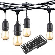 ASHIA LIGHT Ashialight Solar LED Outdoor String Lights with Hanging Sockets - Heavy Duty Lights,Waterproof,42Ft 10 Lights LED Bistro/Cafe Lights,Low Voltage,Vintage Edison Bulbs,Commerial Pati