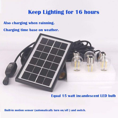  ASHIA LIGHT Ashialight Solar LED Outdoor String Lights with Hanging Sockets - Heavy Duty Lights,Waterproof,42Ft 10 Lights LED Bistro/Cafe Lights,Low Voltage,Vintage Edison Bulbs,Commerial Pati