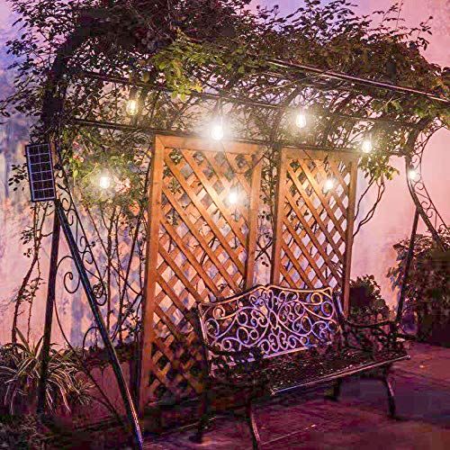  ASHIA LIGHT Ashialight Solar LED Outdoor String Lights with Hanging Sockets - Heavy Duty Lights,Waterproof,42Ft 10 Lights LED Bistro/Cafe Lights,Low Voltage,Vintage Edison Bulbs,Commerial Pati