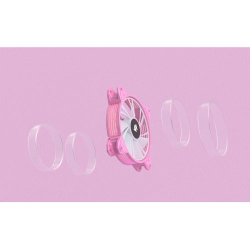  Asiahorse Magic-c Argb Case Fans with Transparent Light Frame Design,120mm Quiet Computer Cooling PC Fans, 5V ARGB Motherboard SYNC/RC Controller with Hub (3pack Pink)