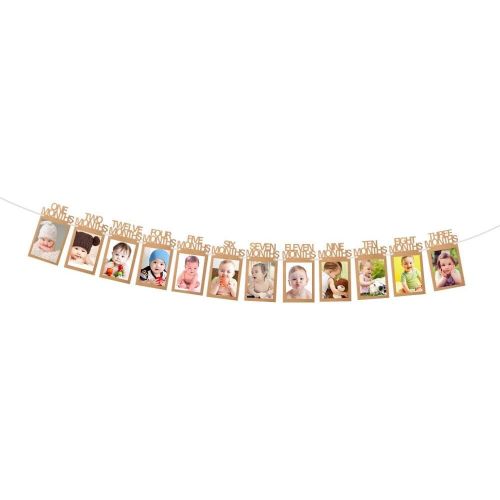  [아마존베스트]ASIBT Baby Growth Record 1-12 Mouth Photo Rope Banner for 1st Birthday Party Decoration