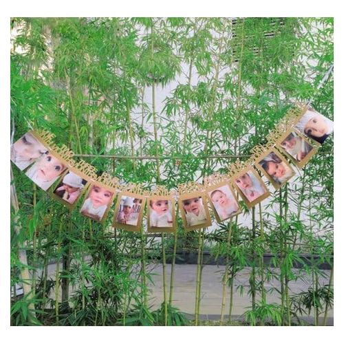  [아마존베스트]ASIBT Baby Growth Record 1-12 Mouth Photo Rope Banner for 1st Birthday Party Decoration