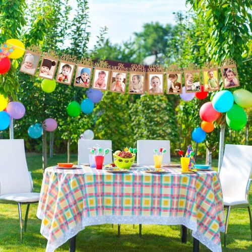  [아마존베스트]ASIBT Baby Growth Record 1-12 Mouth Photo Rope Banner for 1st Birthday Party Decoration