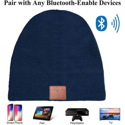  [아마존 핫딜] [아마존핫딜]ASIILOVI Bluetooth Beanie, Bluetooth 5.0 Wireless Knit Winter Hats Cap with Detachable Built-in Mic and HD Stereo Speakers for Outdoors Family & Gift-Unisex (01-Blue)