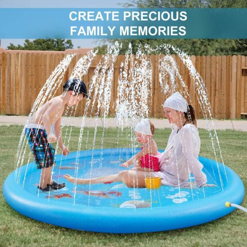  ASIILOVI Splash Pad, 68 Sprinkler for Kids Toddlers, Summer Backyard Water Toys, Outdoor Splash Pad for Kids Inflatable Pools for Kids