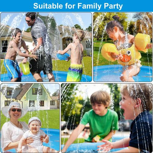  ASIILOVI Splash Pad, 68 Sprinkler for Kids Toddlers, Summer Backyard Water Toys, Outdoor Splash Pad for Kids Inflatable Pools for Kids
