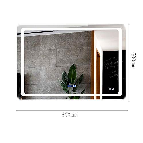  ASJHK Bathroom Mirror Wall Mounted Led Makeup Mirror Smart with Light Anti-Fog Mirror Frameless Bathroom Mirror 600×800mm Bathroom Mirror (Color : A)