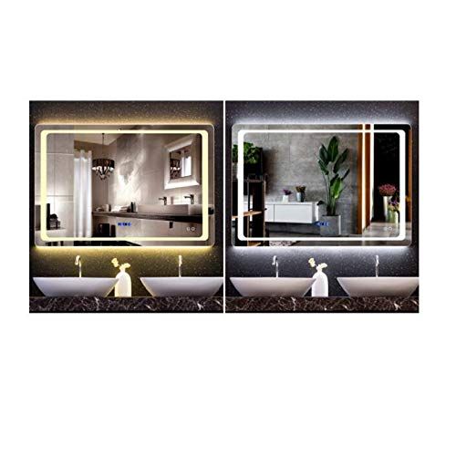  ASJHK Bathroom Mirror Wall Mounted Led Makeup Mirror Smart with Light Anti-Fog Mirror Frameless Bathroom Mirror 600×800mm Bathroom Mirror (Color : A)