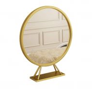 ASJHK Gold Punch-Free Beauty Mirror Bathroom Mirror Round Mirror Single-Sided Table Mirror 5050cm Bathroom Mirror (Size : 50×50cm)