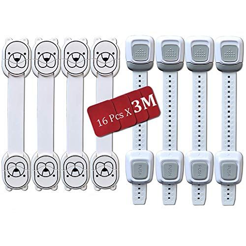  [아마존베스트]ASNME Baby Safety Strap Locks for Child Proof Cabinets, Drawers, Appliances,Toilet Seat, Fridge and Oven, No Tools or Drilling, Easy to Install and Remove