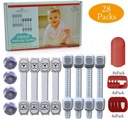  [아마존베스트]ASNME Baby Safety Strap Locks for Child Proof Cabinets, Drawers, Appliances,Toilet Seat, Fridge and Oven, No Tools or Drilling, Easy to Install and Remove