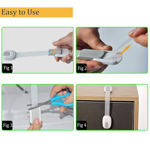  [아마존베스트]ASNME Baby Safety Strap Locks for Child Proof Cabinets, Drawers, Appliances,Toilet Seat, Fridge and Oven, No Tools or Drilling, Easy to Install and Remove