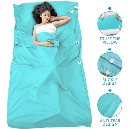  ASOOX Sleeping Bag Liner Premium Comfortable Camping Sheet Sleeping Bag Sack Travel Sack Lightweight Compact Travel Sheets for Hotel Travel Backpacking Hiking with Storage Bag