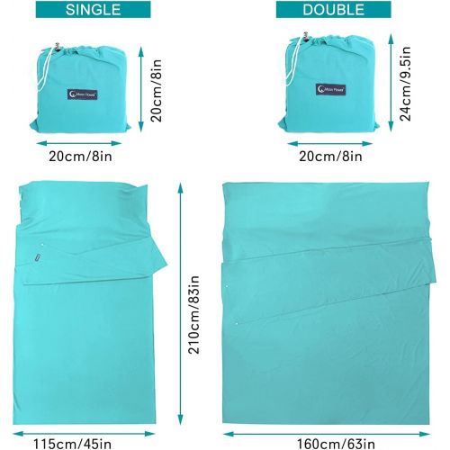  ASOOX Sleeping Bag Liner Premium Comfortable Camping Sheet Sleeping Bag Sack Travel Sack Lightweight Compact Travel Sheets for Hotel Travel Backpacking Hiking with Storage Bag